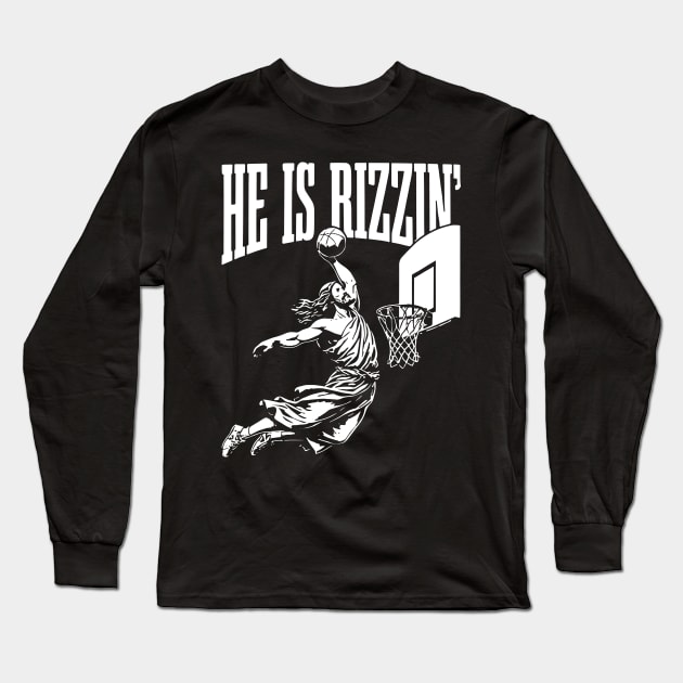 He Is Rizzin' Vintage 90s: Bringing the Laughs to Easter Long Sleeve T-Shirt by chems eddine